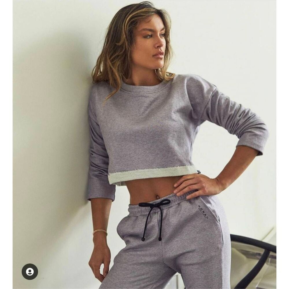 Koral Valor Wave Crop Top XL Lavender Heather 100% Cotton NWT